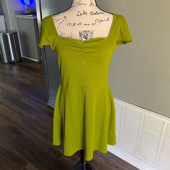 green emerald velvet dress Portia Lace Skater Mini Dress Green